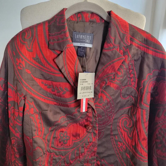 Lafayette 148 New York Jackets & Blazers - NWT Women's Lafayette 148 NY Red Notched Lapel Paisley Jacket (Size: 10 Petite)